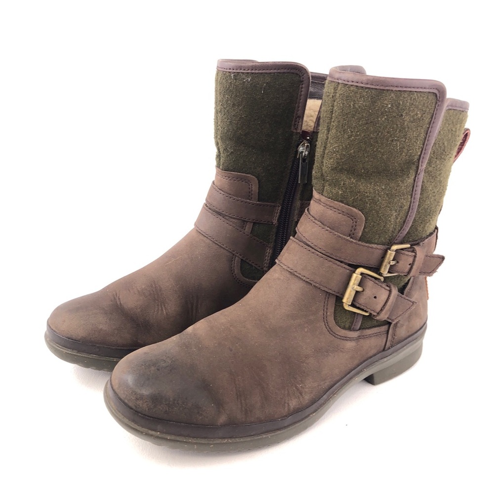 UGG Simmens Waterproof Brown Leather Winter Boots 7.5 - Picture 3 of 12